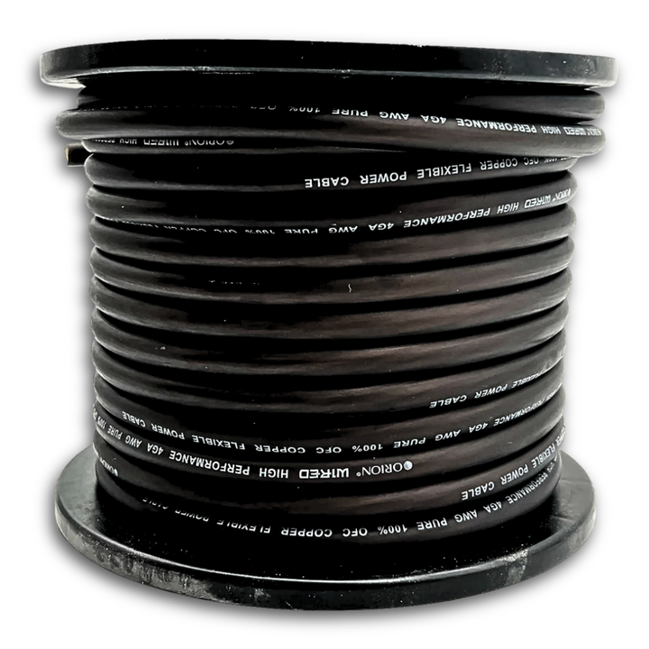 Orion Black 4 Gauge OFC Copper Power or Ground Wire - 100 Foot Roll