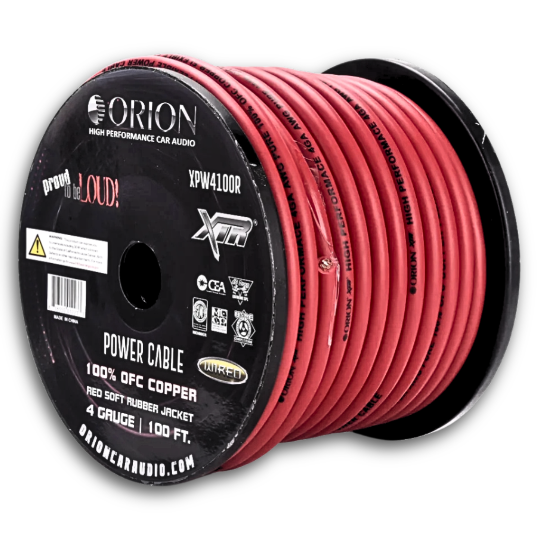 Orion Red 4 Gauge OFC Copper Power or Ground Wire - 100 Foot Roll