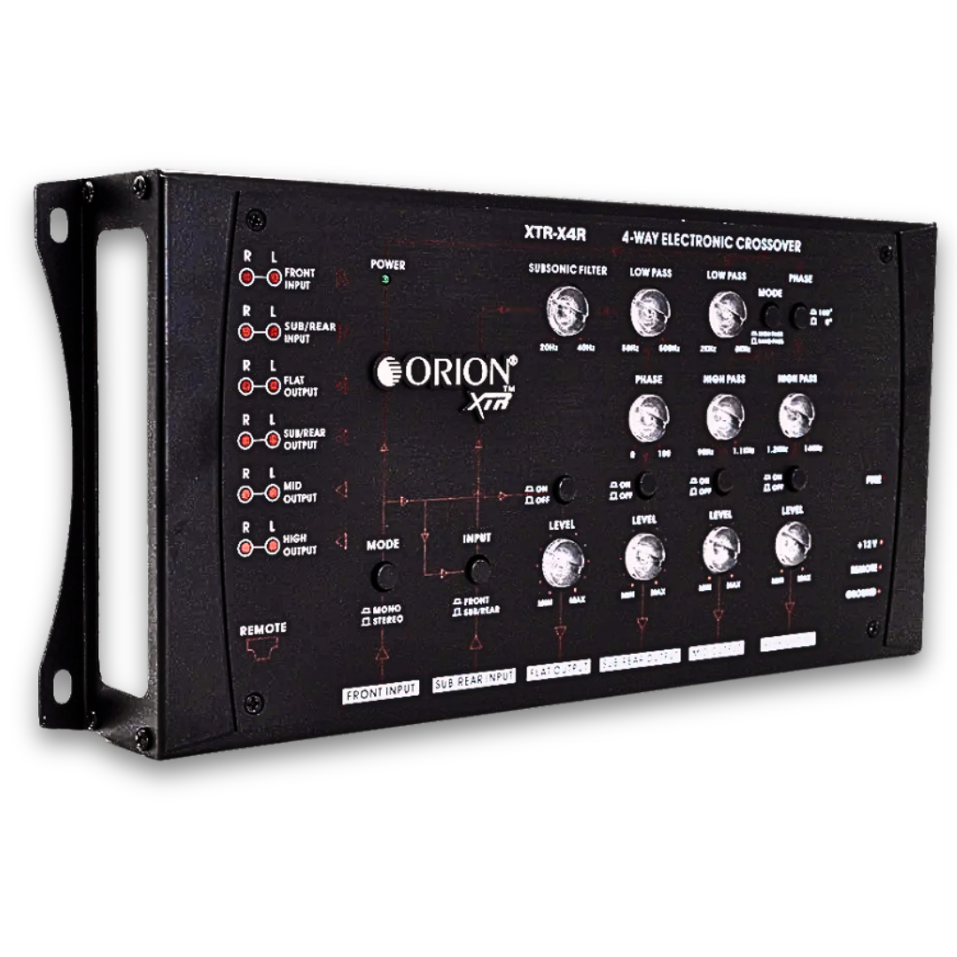 Orion XTR-X4R 4-Way Active Crossover with Subwoofer Level Control Knobs