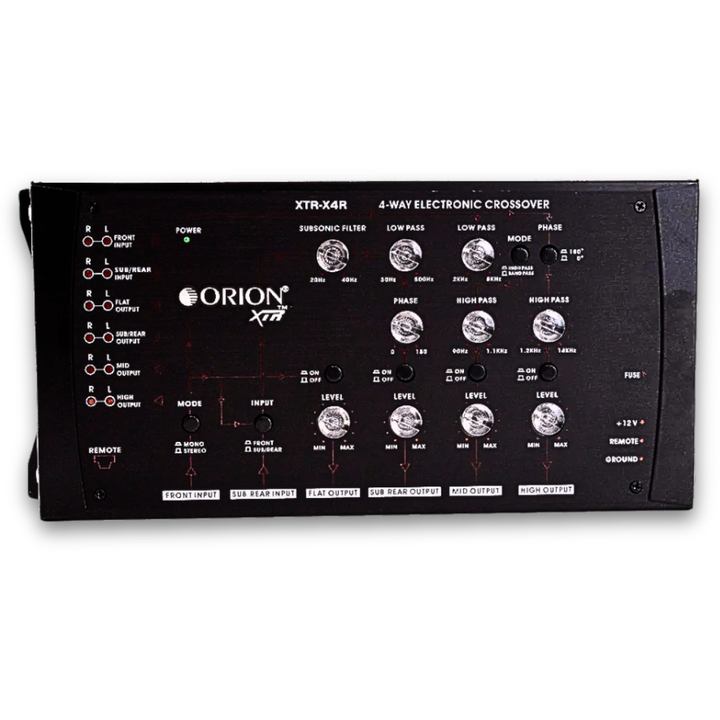 Orion XTR-X4R 4-Way Active Crossover with Subwoofer Level Control Knobs