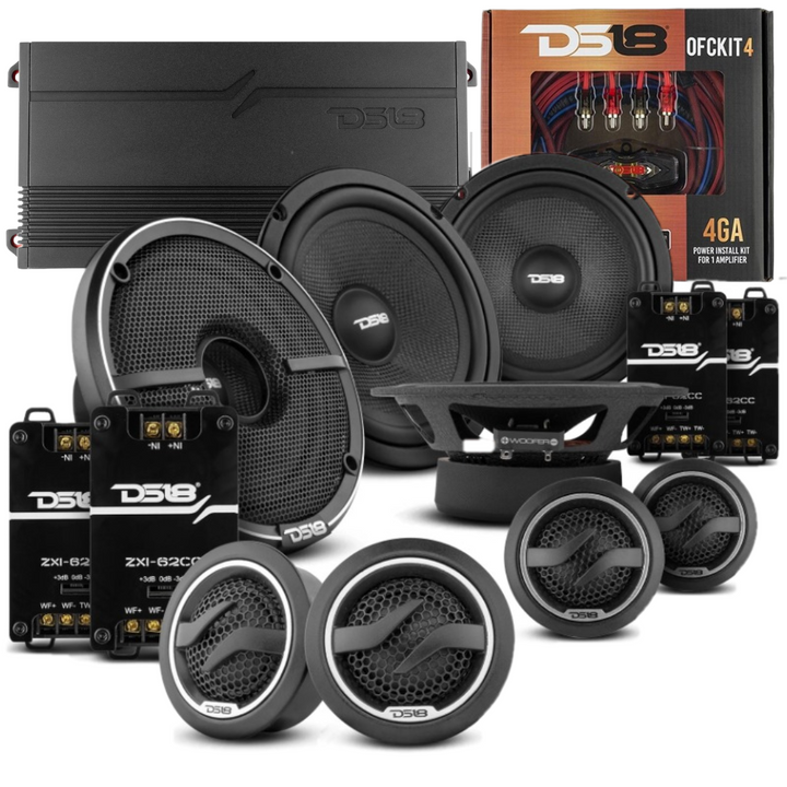 Honda Civic 2006-2020 - Altavoces componentes serie DS18 ZXI con tweeters, crossovers, amplificador y kit de amplificador