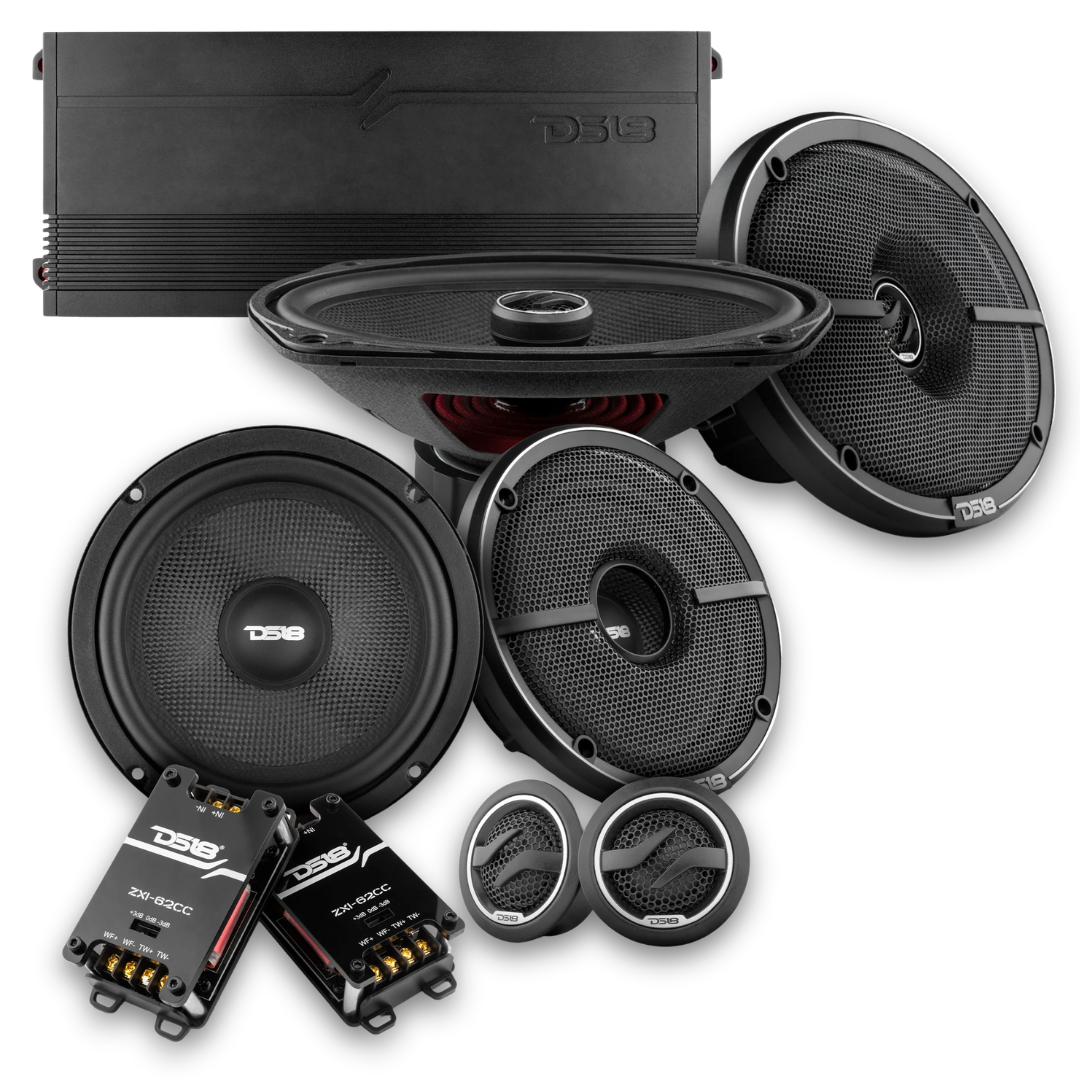 DS18 Combo - ZXI-62C 6.5" 2-Way Component Set - ZXI-694 6x9" Coaxial Speakers- G1800.4D 4-Channel Amplifier