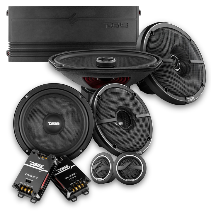 DS18 Combo - ZXI-62C 6.5" 2-Way Component Set - ZXI-694 6x9" Coaxial Speakers- G1800.4D 4-Channel Amplifier