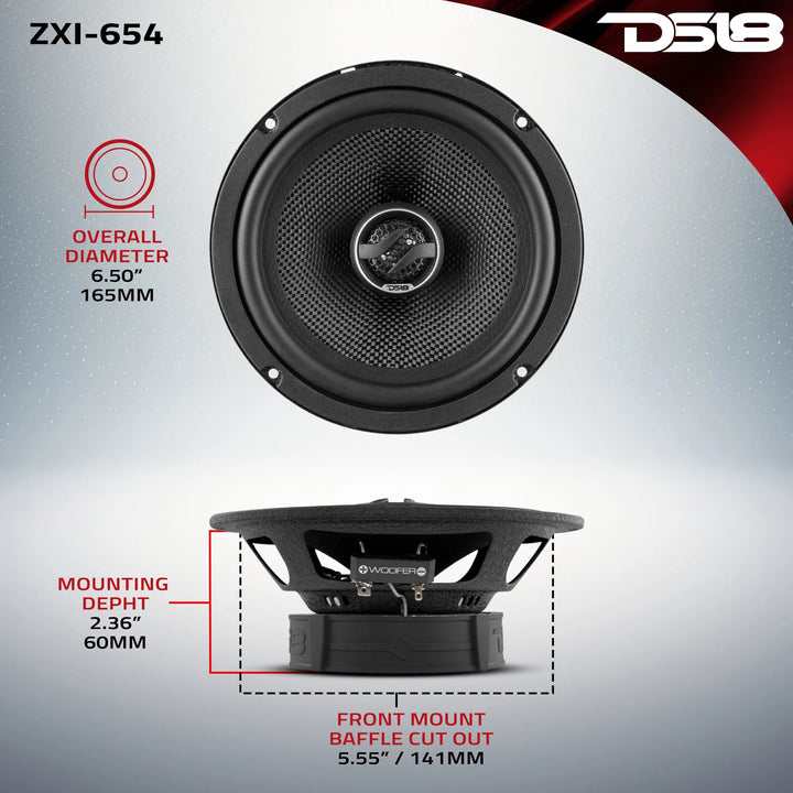 DS18 Combo - 4x ZXI-654 6.5" Coaxial Speakers with G1000.4D Amplifier