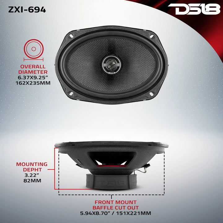 DS18 Combo - ZXI-62C 6.5" 2-Way Component Set - ZXI-694 6x9" Coaxial Speakers- G1800.4D 4-Channel Amplifier