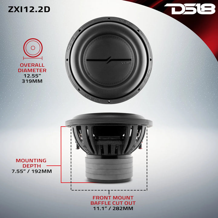 DS18 ZXI12.2D 12" Subwoofer - 1000 Watts Rms 2-ohm DVC