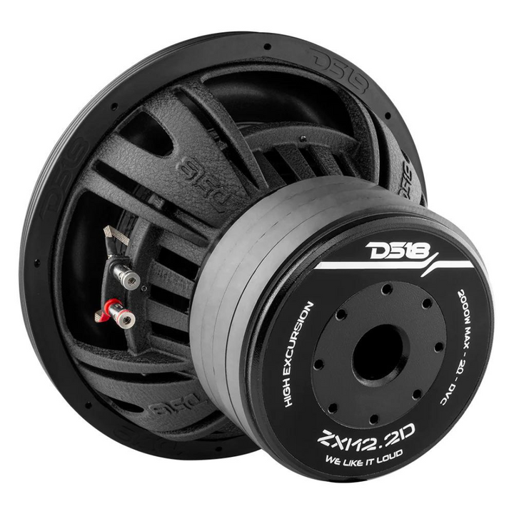 DS18 ZXI12.2D 12" Subwoofer with 3" Black Aluminum Voice Coil -  1000 Watts Rms 2-ohm DVC