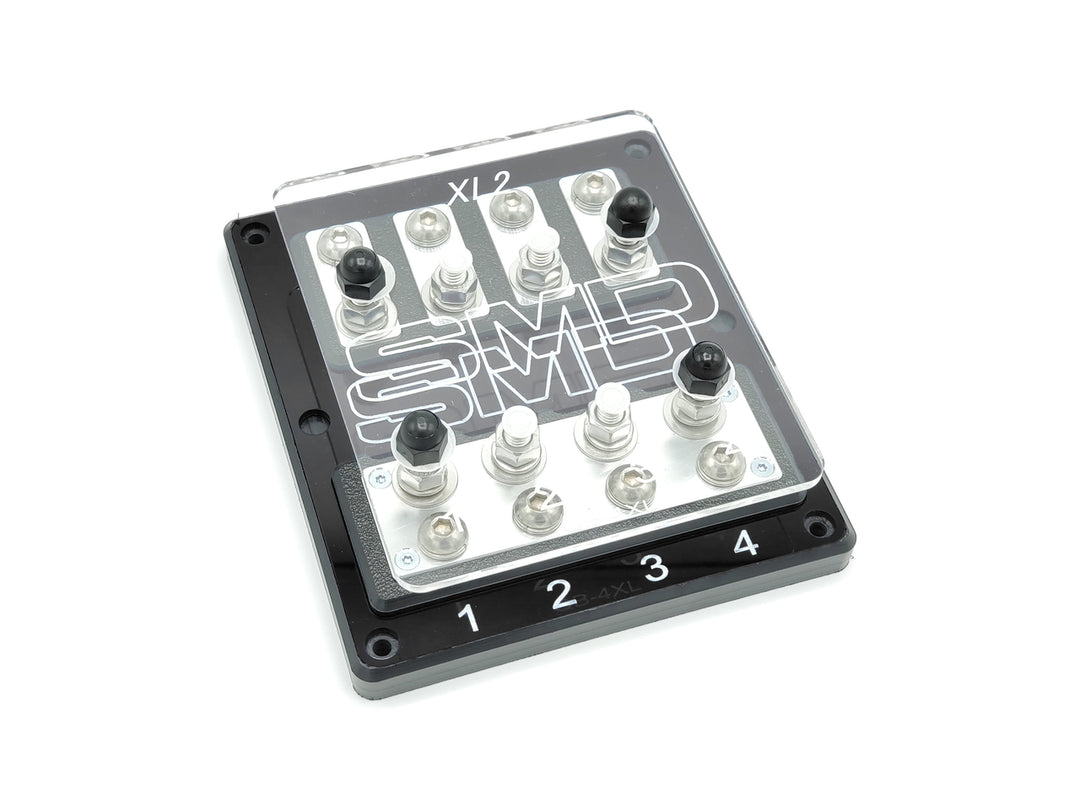 SMD Quad XL2 Aluminum 4 Spot ANL Fuse Block with Clear Acrylic Cover