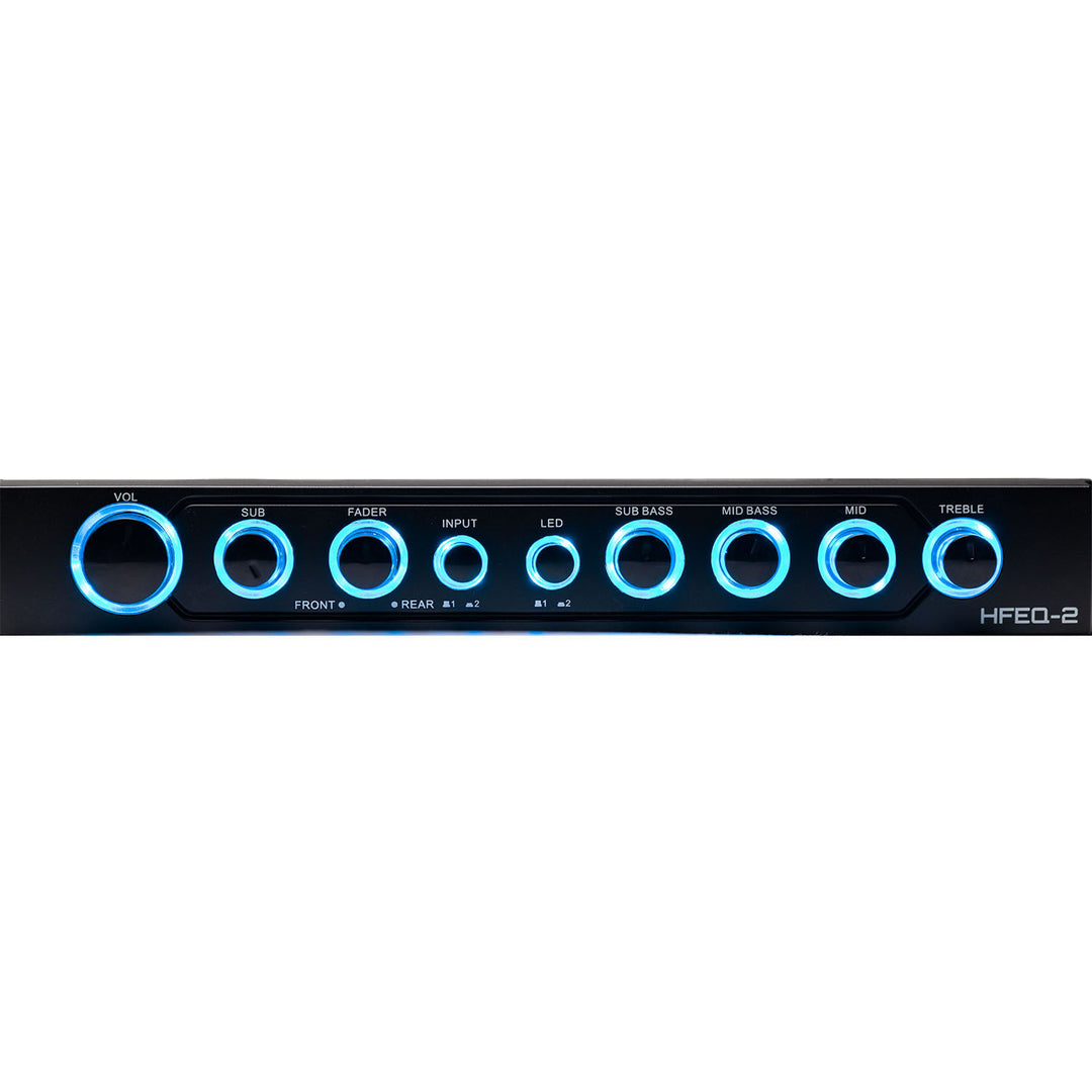 Hifonics HFEQ-2 1/2 Din 4-Band Graphic Equalizer with Front, Rear and Active Crossover