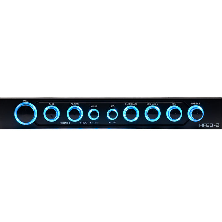 Hifonics HFEQ-2 1/2 Din 4-Band Graphic Equalizer with Front, Rear and Active Crossover