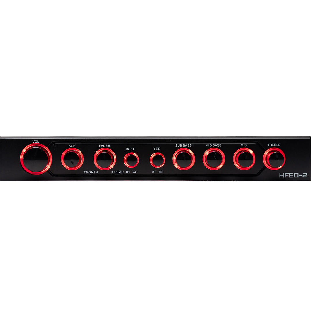 Hifonics HFEQ-2 1/2 Din 4-Band Graphic Equalizer with Front, Rear and Active Crossover