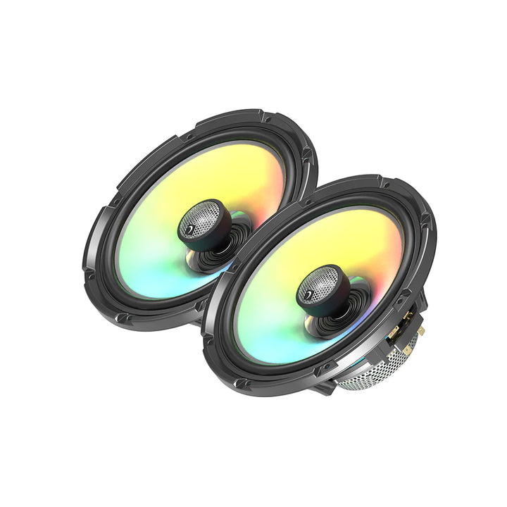 Diamond Audio HXM Series 6.5" 2-Way Marine Coaxial Speakers with Neodymium Magnet and Integrated Dream RGB LED Lights - 125 Watts Rms 4-ohm