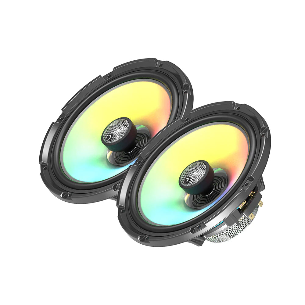 Diamond Audio HXM Series 8" 2-Way Marine Coaxial Speakers with Neodymium Magnet and Integrated Dream RGB LED Lights - 150 Watts Rms 4-ohm