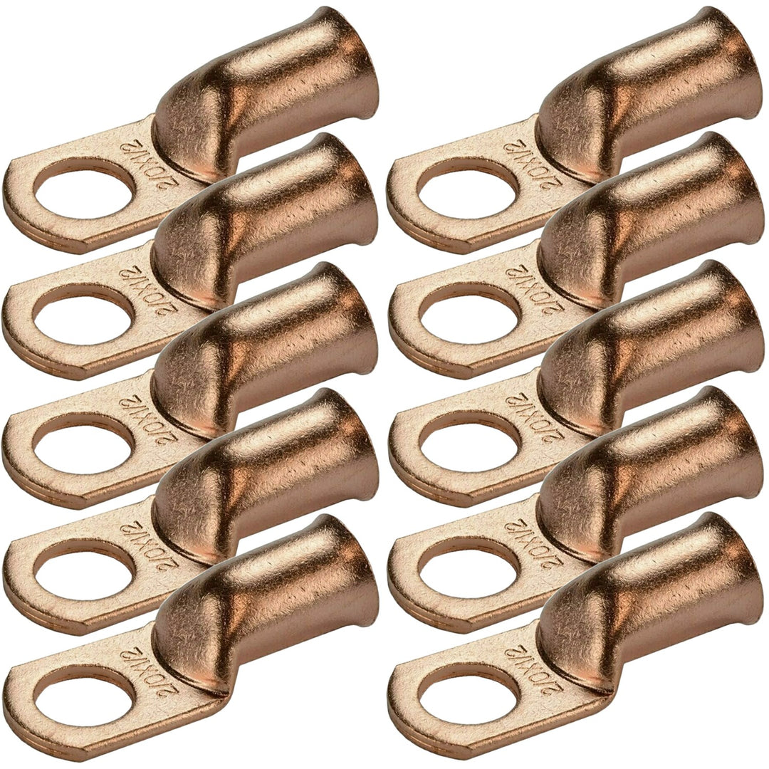 Terminal de anillo de cobre 100% OFC calibre 2/0 con orificio de 1/2" - 10 piezas 