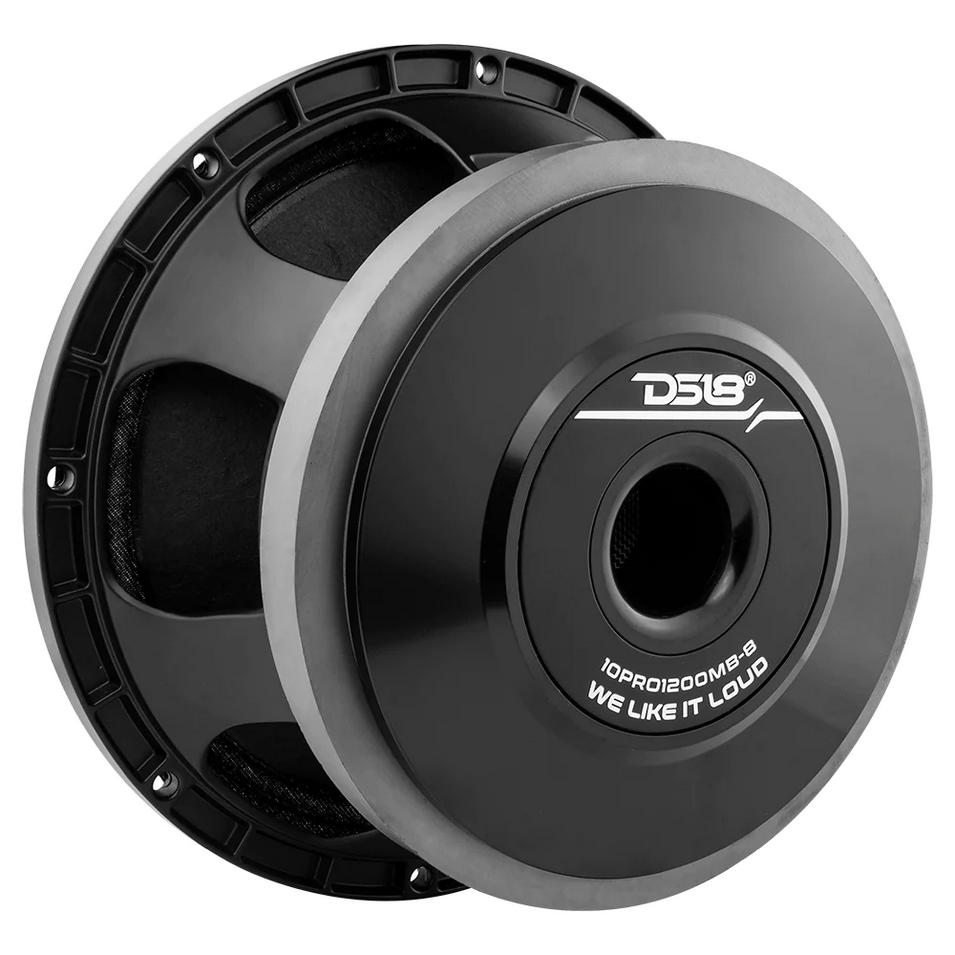 DS18 10PRO1200MB-8 10" Mid-Bass Loudspeaker with Classic Dust Cap and 3" Voice Coil - 600 Watts Rms 8-ohm