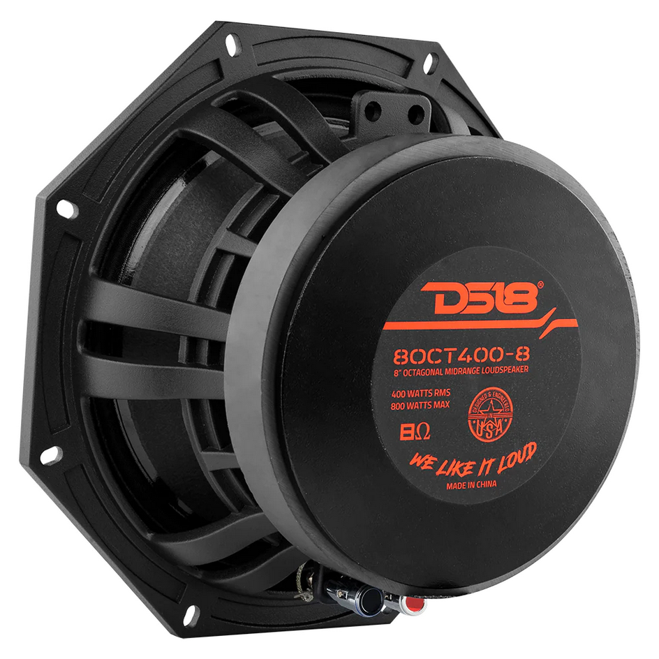 DS18 8OCT400-8 8" Octagon Mid-Range Loudspeaker with Classic Dust Cap and 2" Voice Coil - 400 Watts Rms 8-ohm