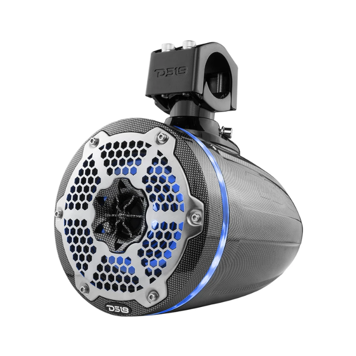 DS18 CF-X6TPNEO 6.5" Carbon Fiber Neodymium Marine Towers with Built-in RGB LED Lights - 100 Watts Rms 4-ohm