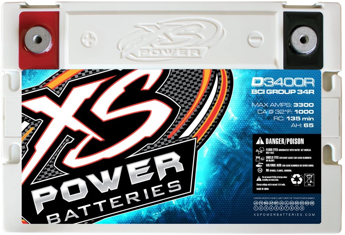XS Power D3400R 12 Volt AGM Group 34 BCI Battery - 2500W Rms