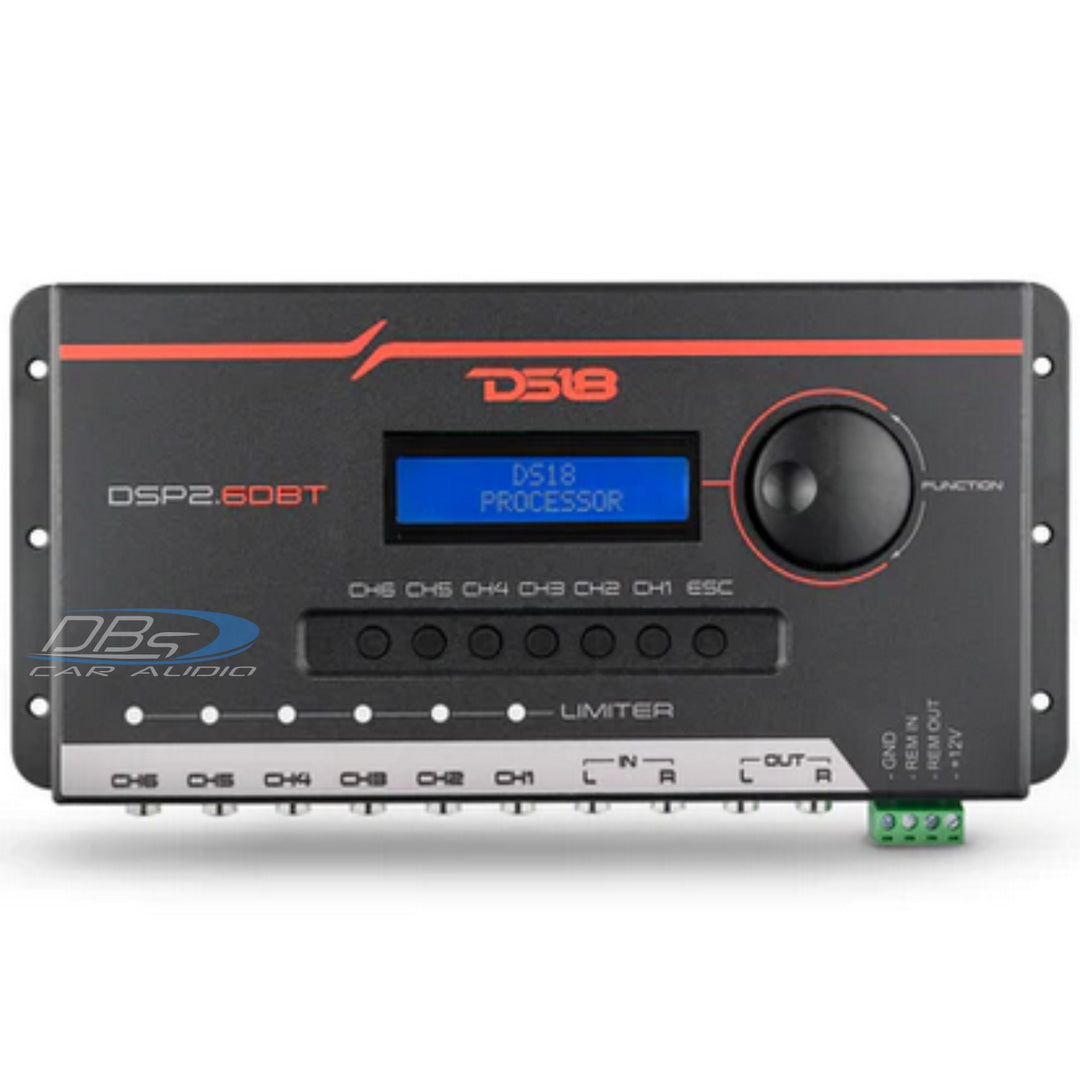 DS18 DSP2.6DBT Procesador de sonido digital (DSP) de 6 canales con pantalla LCD y conectividad Bluetooth