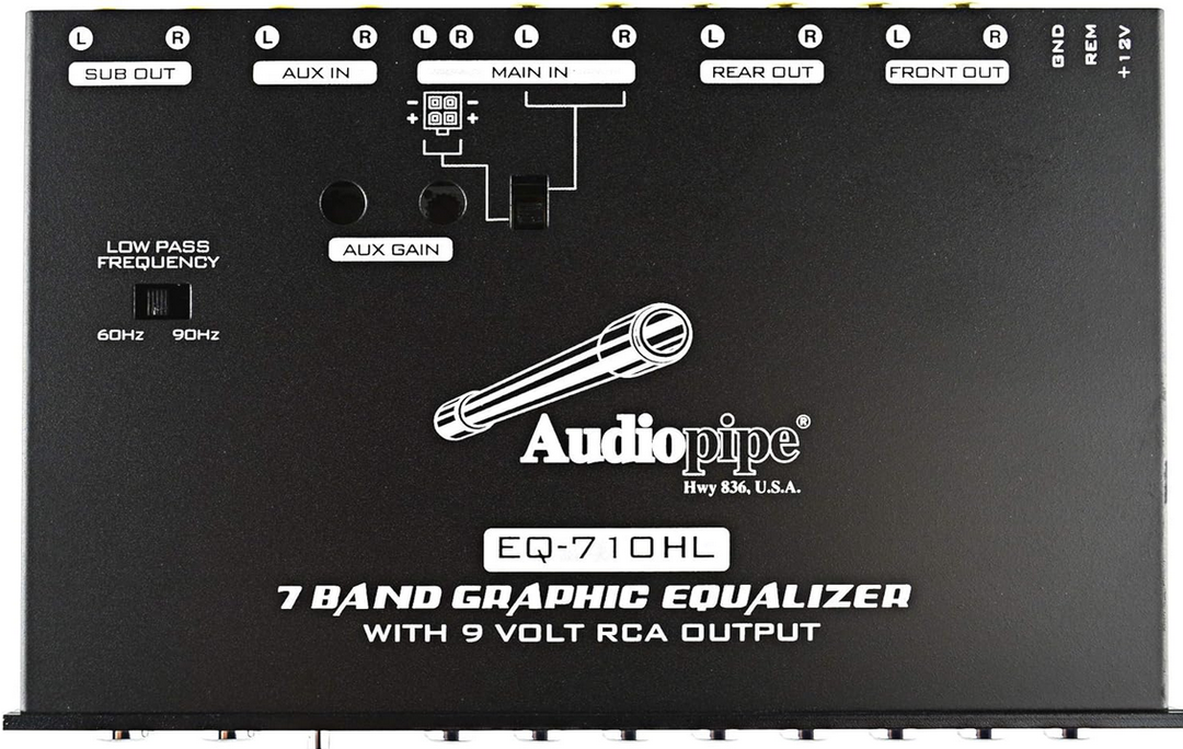 Audiopipe EQ-710HL Ecualizador de 7 bandas para tablero con convertidor de salida de línea