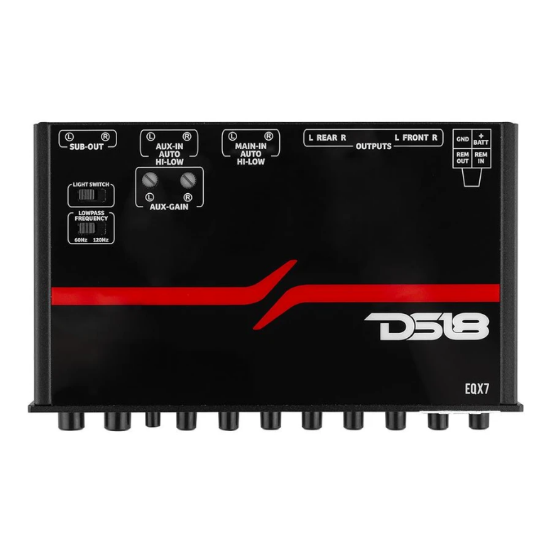 DS18 EQX7 Ecualizador gráfico de 7 bandas para tablero con perilla de control de subwoofer