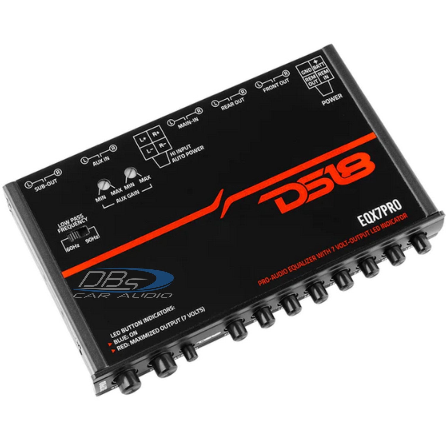 DS18 EQX7PRO 7-Band Graphic Equalizer - 8 Volt Rca Outputs - DB's
