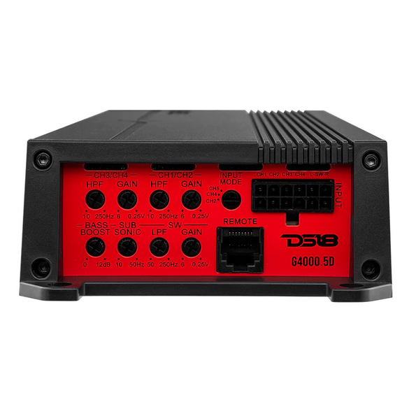 Amplificador Clase D de rango completo de 5 canales DS18 G4000.5D - 4 x 130 vatios Rms a 4 ohmios + 1 x 900 vatios Rms a 1 ohmio