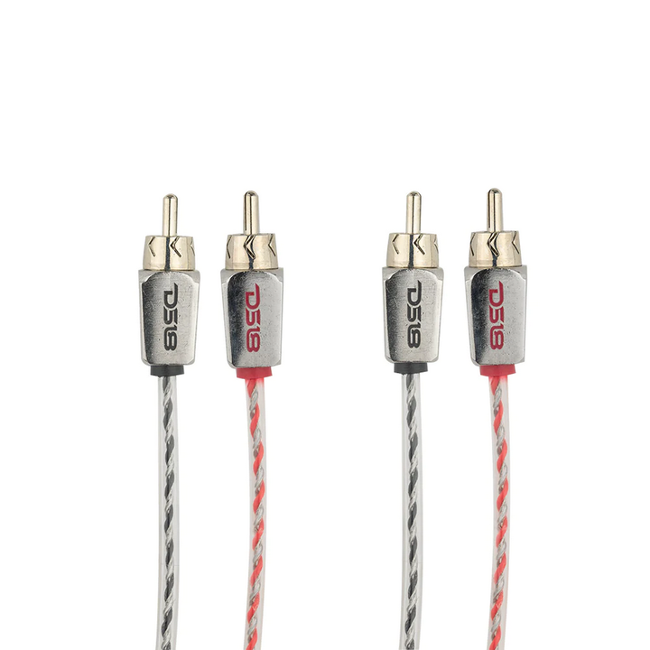 DS18 HQRCA-12FT Cable Rca trenzado doble de alta calidad de 12 pies y 2 canales con cubierta de nailon trenzado