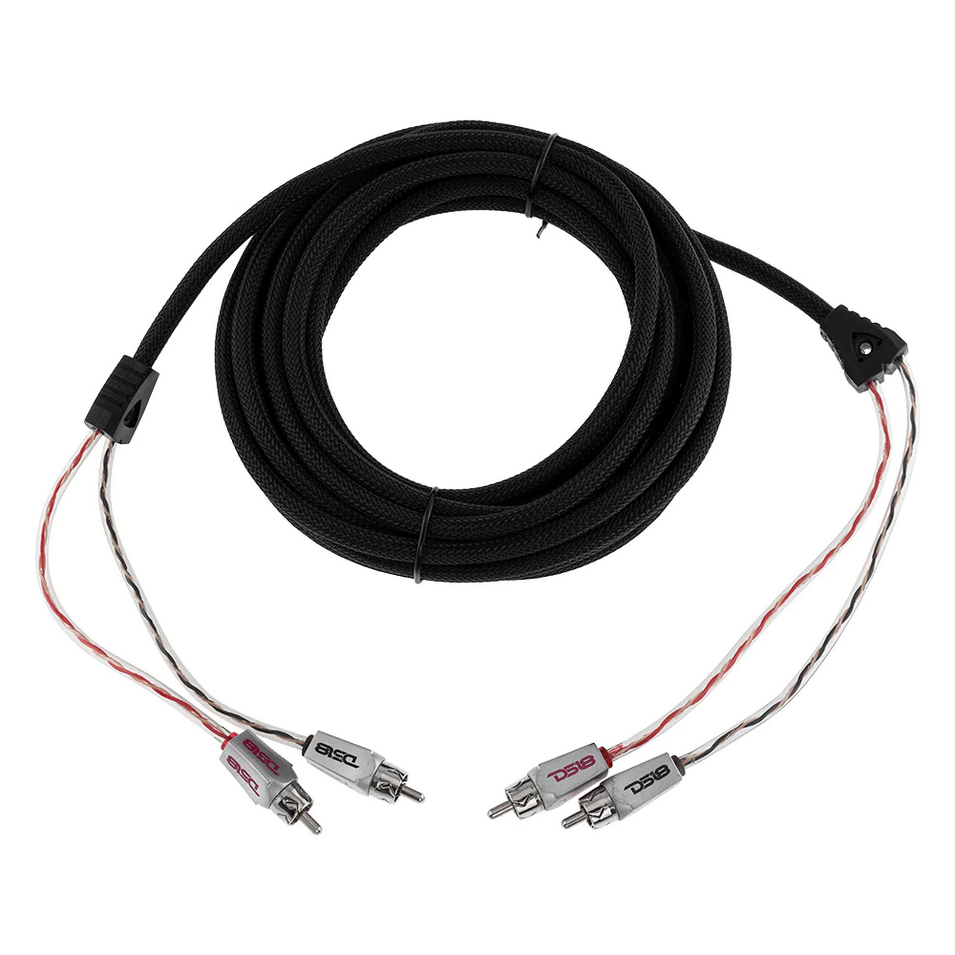 DS18 HQRCA-20FT 20 Foot 2-Channel High Quality Dual Twisted Rca Cable with Braided Nylon Jacket