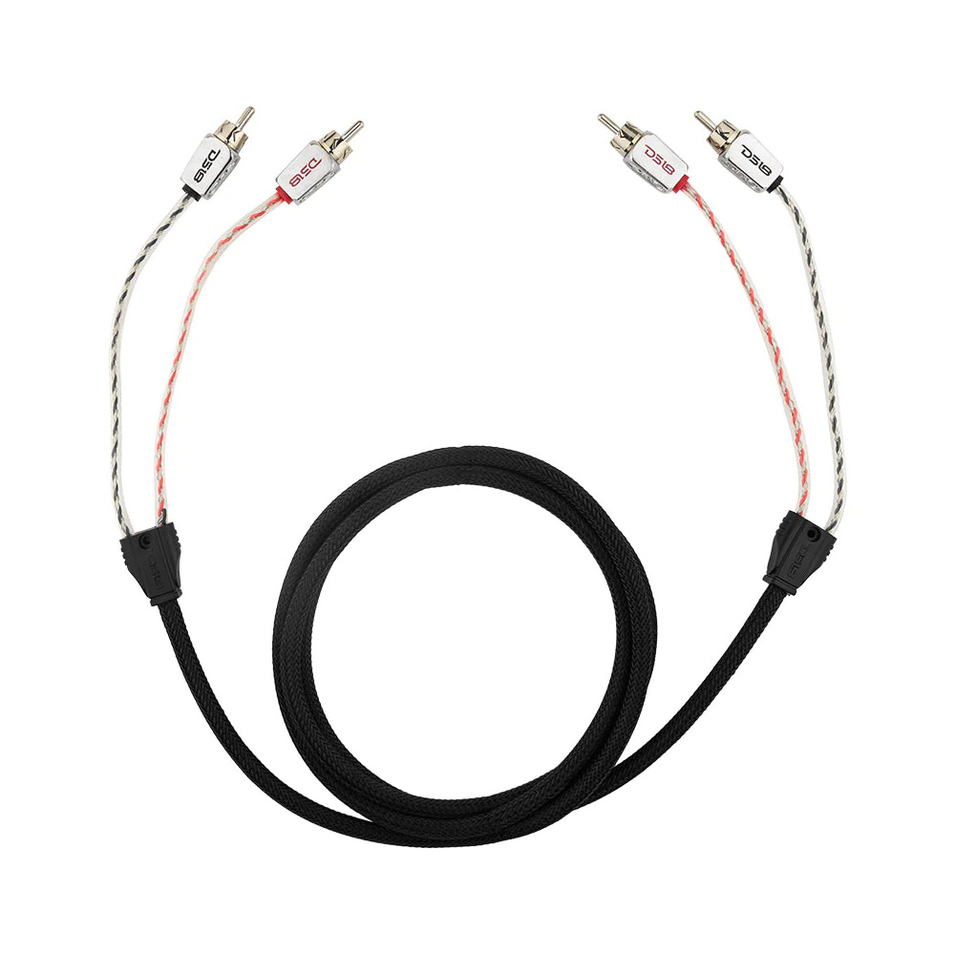 DS18 HQRCA-6FT Cable Rca trenzado doble de alta calidad de 6 pies y 2 canales con cubierta de nailon trenzado