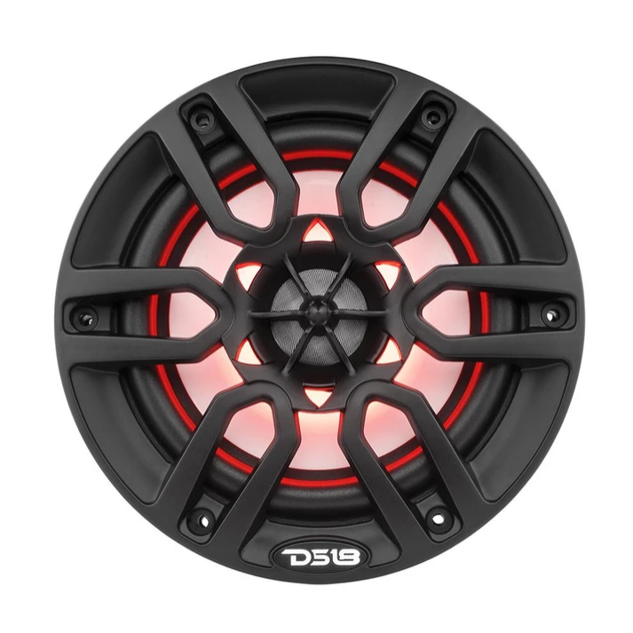 DS18 NXL-6BK 6.5" 2-Way Coaxial Marine Speakers with Built-in RGB LED Lights - 100 Watts Rms 4-ohm