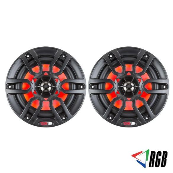 DS18 NXL-8BK Altavoces coaxiales marinos de 8" con tweeters integrados y luces LED RGB - 125 vatios Rms 4 ohmios