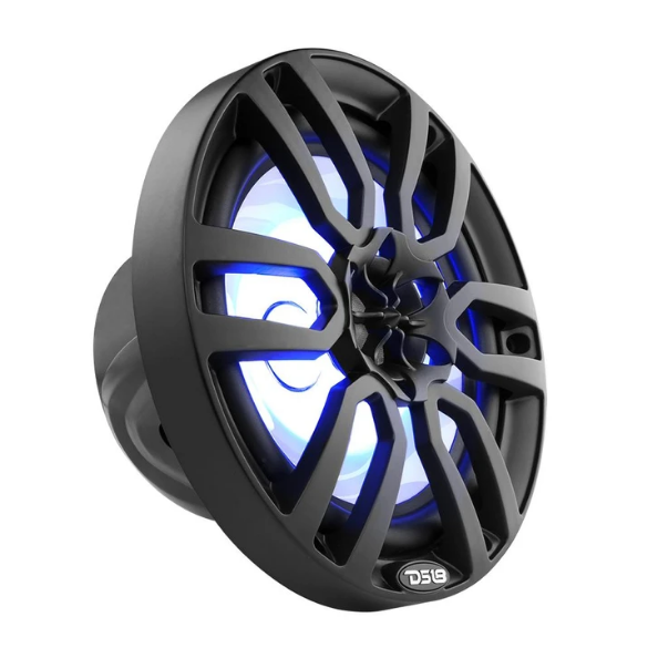 DS18 NXL-8BK 8" Marine Coaxial Speakers with Built-in Tweeters and RGB LED Lights - 125 Watts Rms 4-ohm