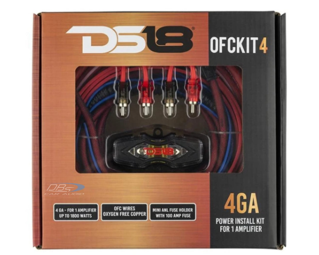 DS18 OFCKIT4 Kit de cableado de amplificador de calibre 4 - Cable de cobre 100% OFC