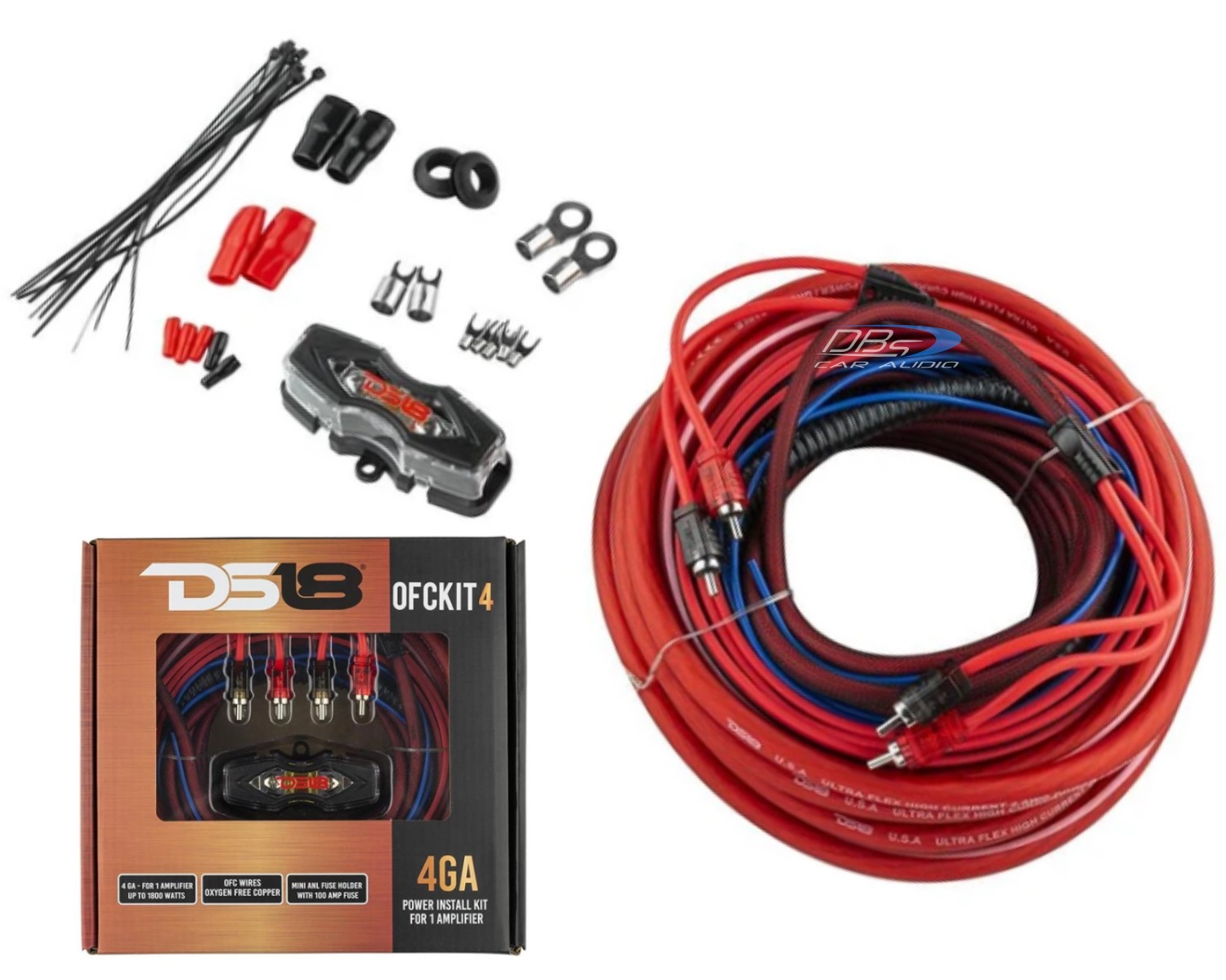 DS18 OFCKIT4 4 Gauge Amplifier Wiring Kit - OFC Copper Wire - DB's