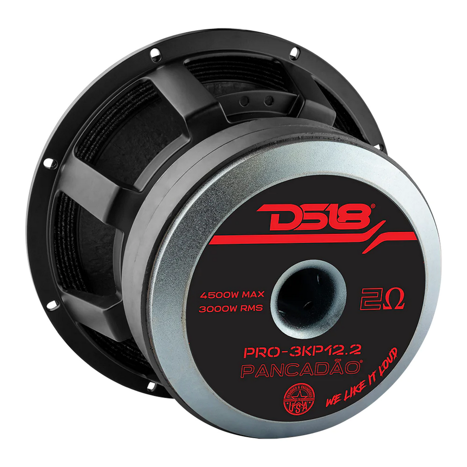 DS18 PRO-3KP12.2 12" Mid-Bass Loudspeaker with Classic Dust Cap and 4" Voice Coil - 3000 Watts Rms 2-ohm