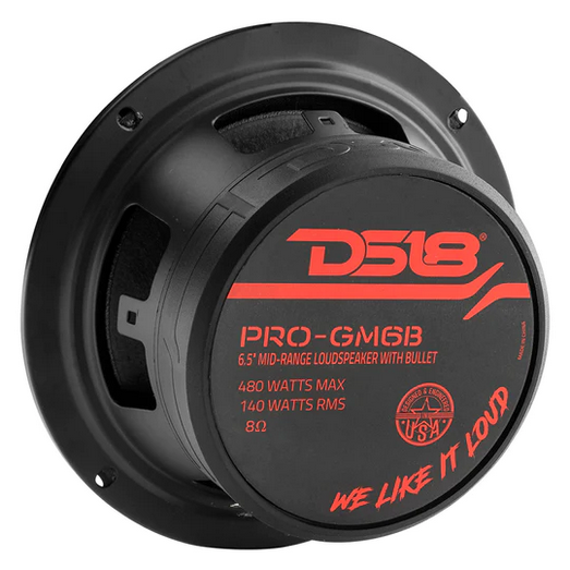 DS18 PRO-GM6B 6.5" Mid-Range Loudspeaker with Aluminum Bullet and 1.5" Voice Coil - 140 Watt Rms 8-ohm