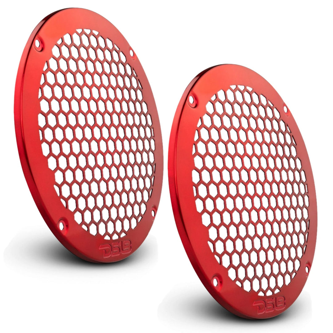 DS18 PRO-GRILL6MS Universal Red 6.5" Metal Speaker Grill Protective Covers with Laser Cut Honeycomb Design