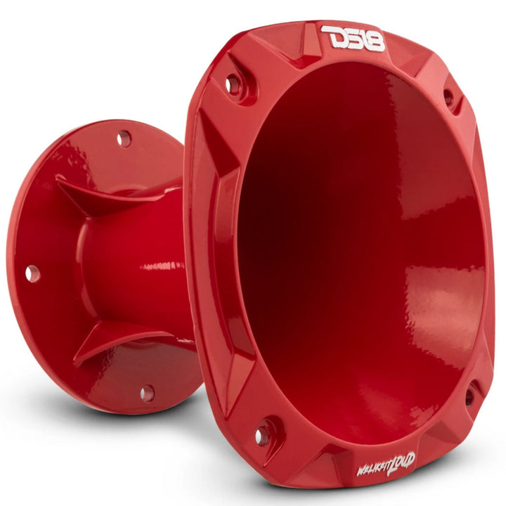 DS18 PRO-HA102/RD Bocina de conductor de aluminio atornillable roja con garganta de 2" - Profundidad de 4,8"