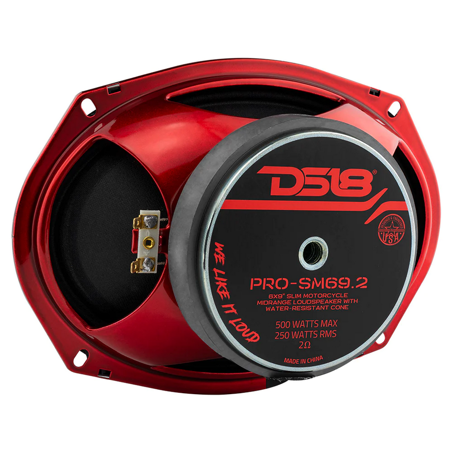DS18 PRO-SM69.2 Altavoz de rango medio poco profundo de 6x9" con cono resistente al agua y bobina móvil de 1,5" - 250 vatios Rms 2 ohmios