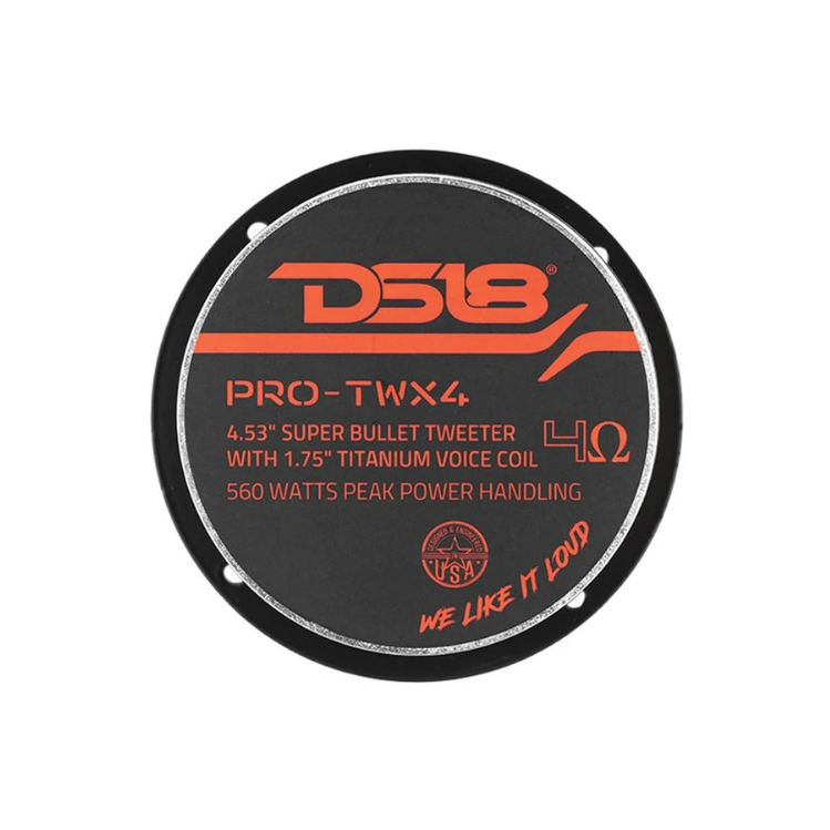 DS18 PRO-TWX4 Súper tweeter tipo bala de compresión de 4,5" con bobina móvil de titanio de 1,75" - 280 vatios Rms 4 ohmios