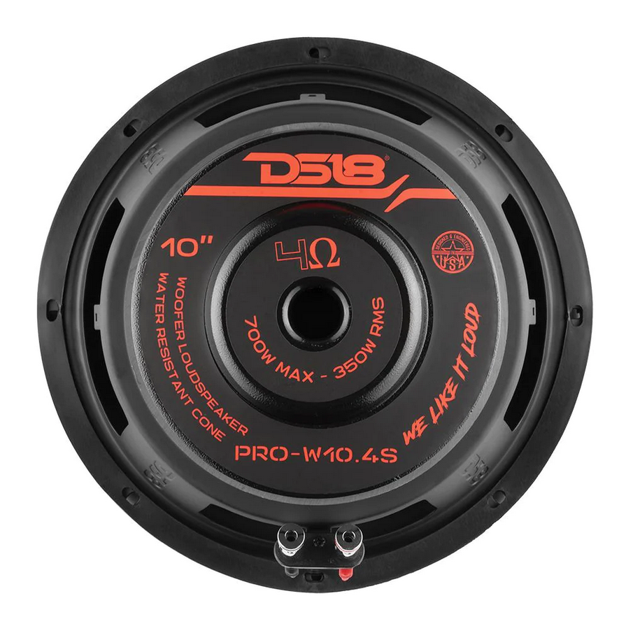 DS18 PRO-W10.4S Woofer de medios graves Pro-Audio de 10" con cono resistente al agua y bobina móvil de 2,5" - 350 vatios Rms 4 ohmios SVC