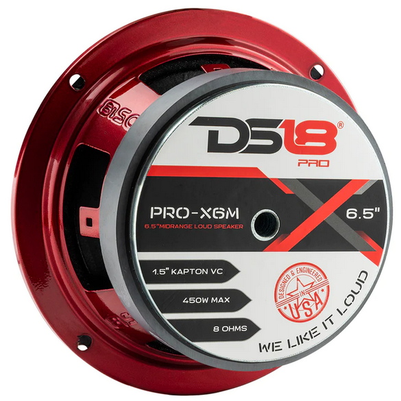DS18 PRO-X6M 6.5" Mid-Range Loudspeaker with Classic Dust Cap and 1.5" Voice Coil - 225 Watts Rms 8-ohm