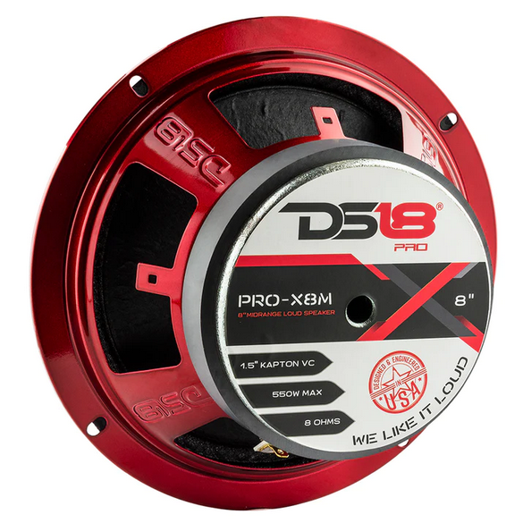 DS18 PRO-X8M 8" Mid-Range Loudspeaker with Classic Dust Cap and 1.5" Voice Coil - 275 Watts Rms 8-ohm