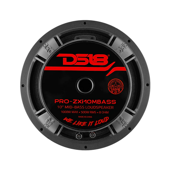 DS18 PRO-ZXI10MBASS 10" Mid-Bass Loudspeaker with 2.5" Voice Coil and Classic Dust Cap - 500 Watts Rms 8-ohm