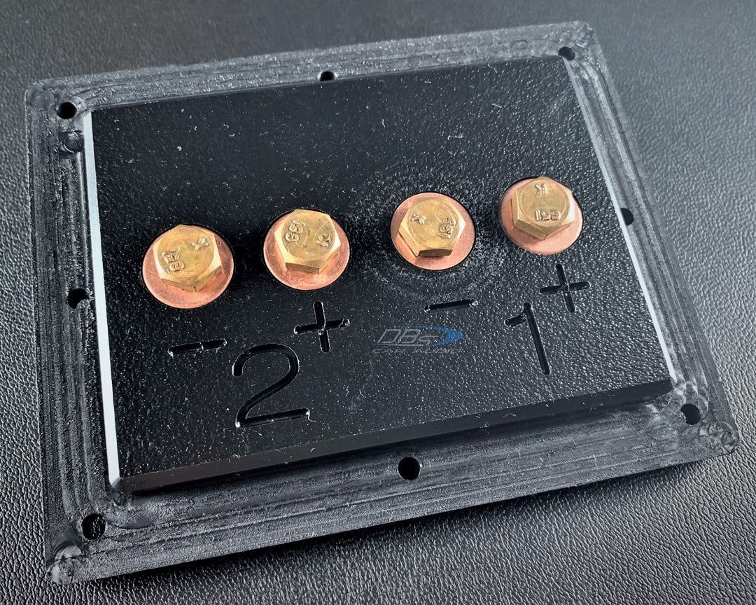 SMD 2-Channel Speaker Box Terminal Plate with 100% Oxygen-free Copper Hardware and Black Acrylic Bezel