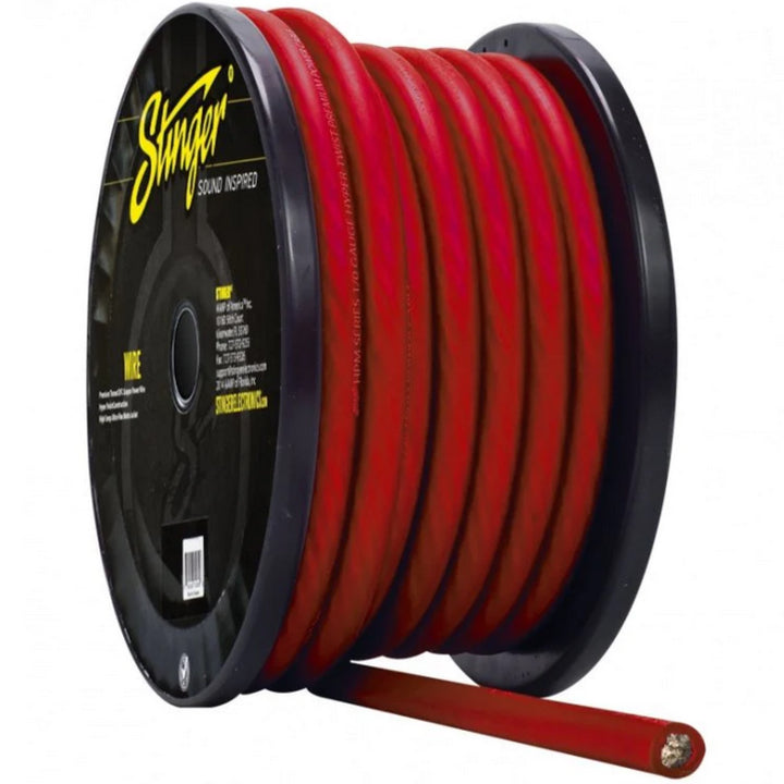 Stinger SPW10TR Cable de alimentación o tierra de cobre estañado OFC 100% libre de oxígeno calibre 1/0 - Rollo de 50 pies - Rojo