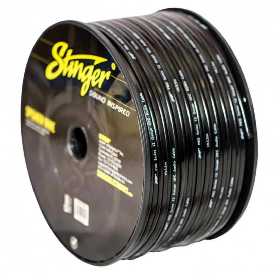 Stinger SPW512BK Cable de altavoz de cobre 100% libre de oxígeno calibre 12 OFC - Rollo de 250 pies - Negro