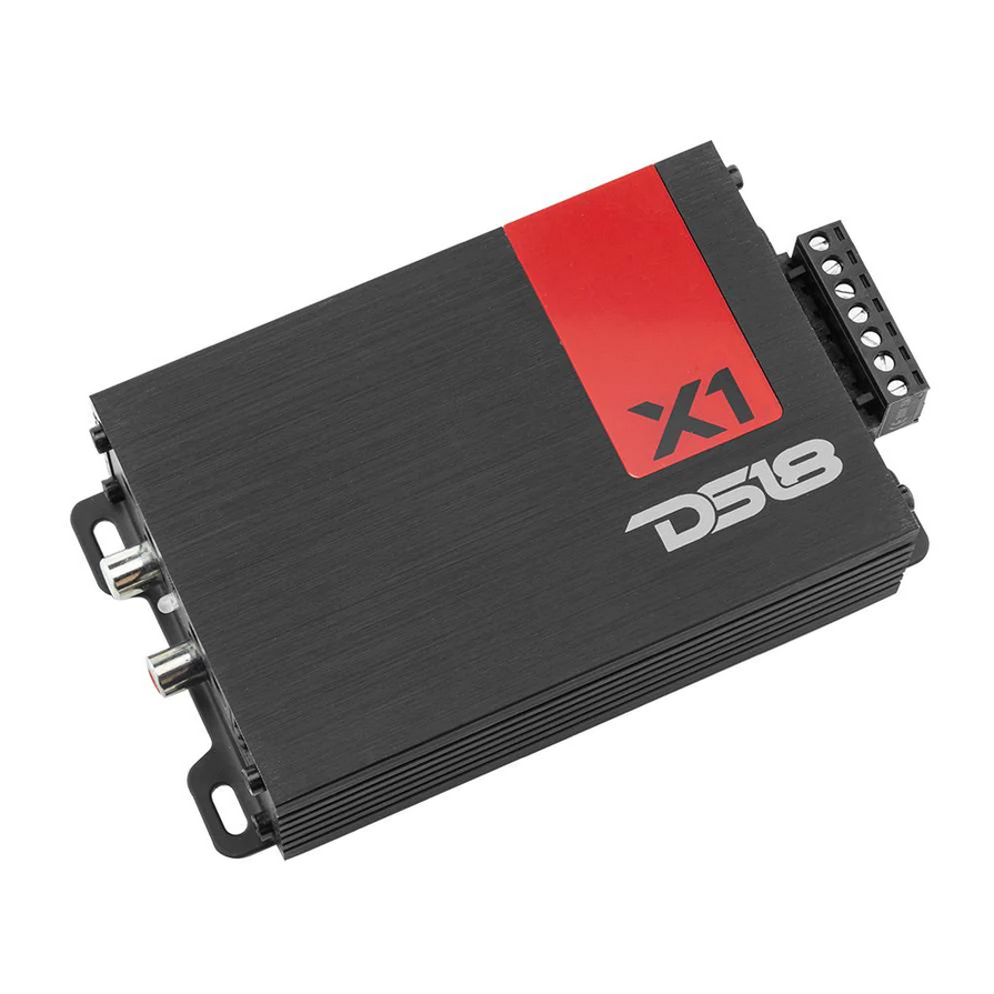 Amplificador de subwoofer compacto monobloque Clase D DS18 X1 - 1 x 300 vatios Rms a 1 ohmio