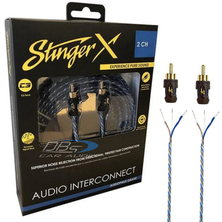 Stinger XI1212 X1 Series Cable de señal Rca de interconexión de 12 pies - Cable de cobre trenzado direccional de 2 canales sin oxígeno